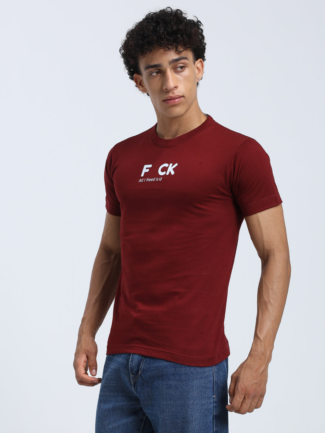 Maroon Regular Fit Round Neck Cotton T-Shirt for Men & Women