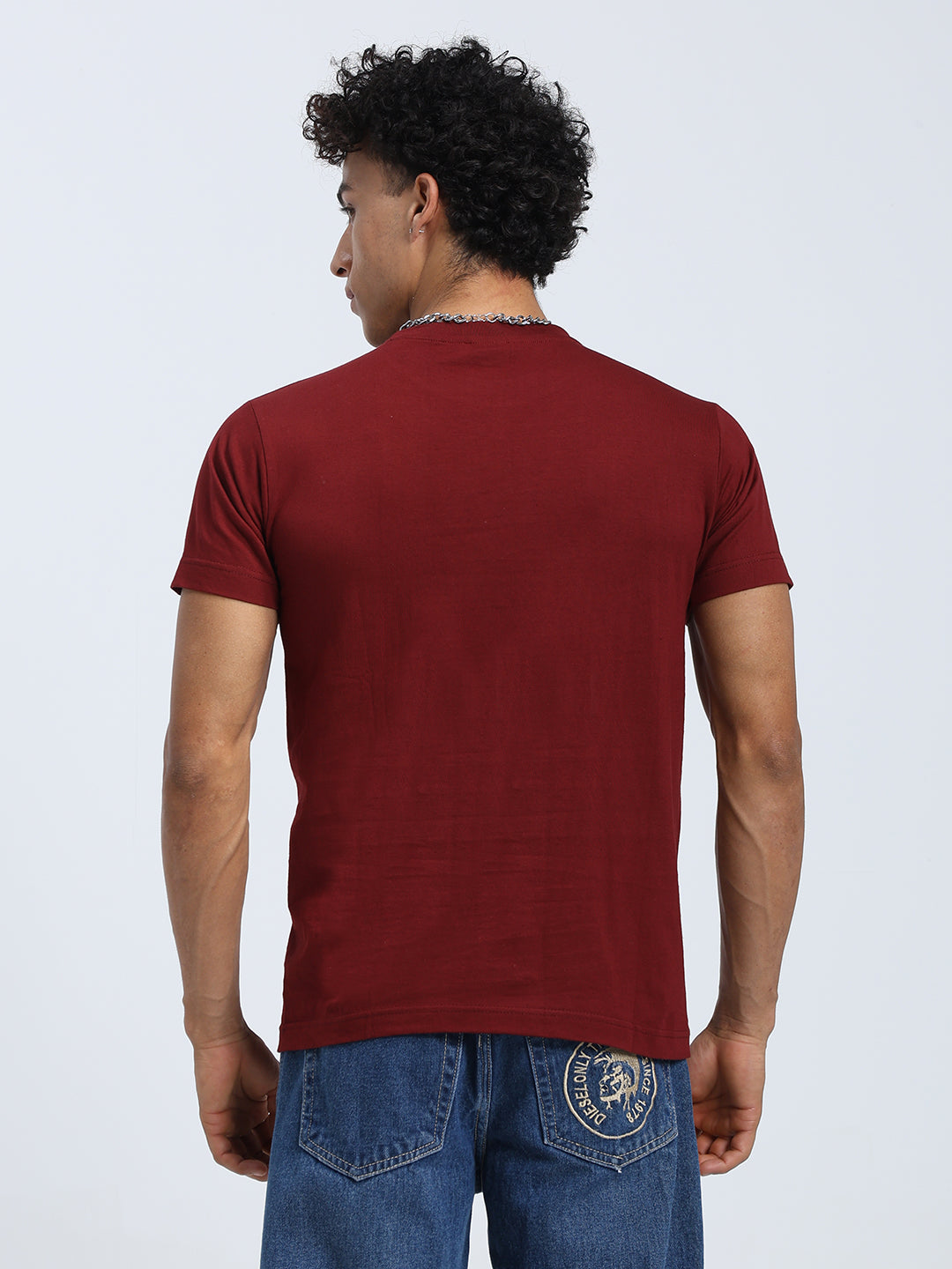 Maroon Regular Fit Round Neck Cotton T-Shirt for Men & Women