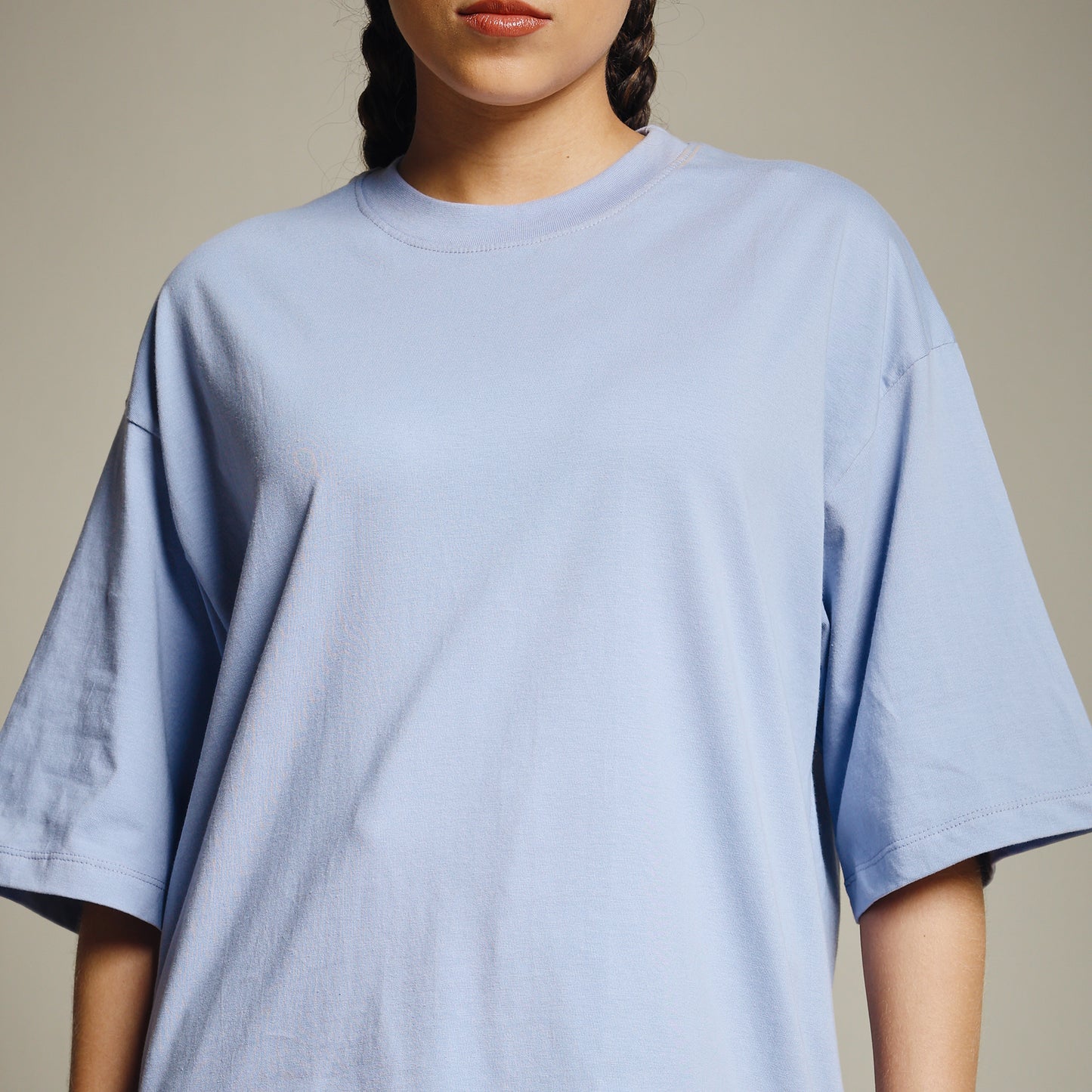 Grey Oversized Cotton T-Shirt for Women – Round Neck | Minimal & Comfy