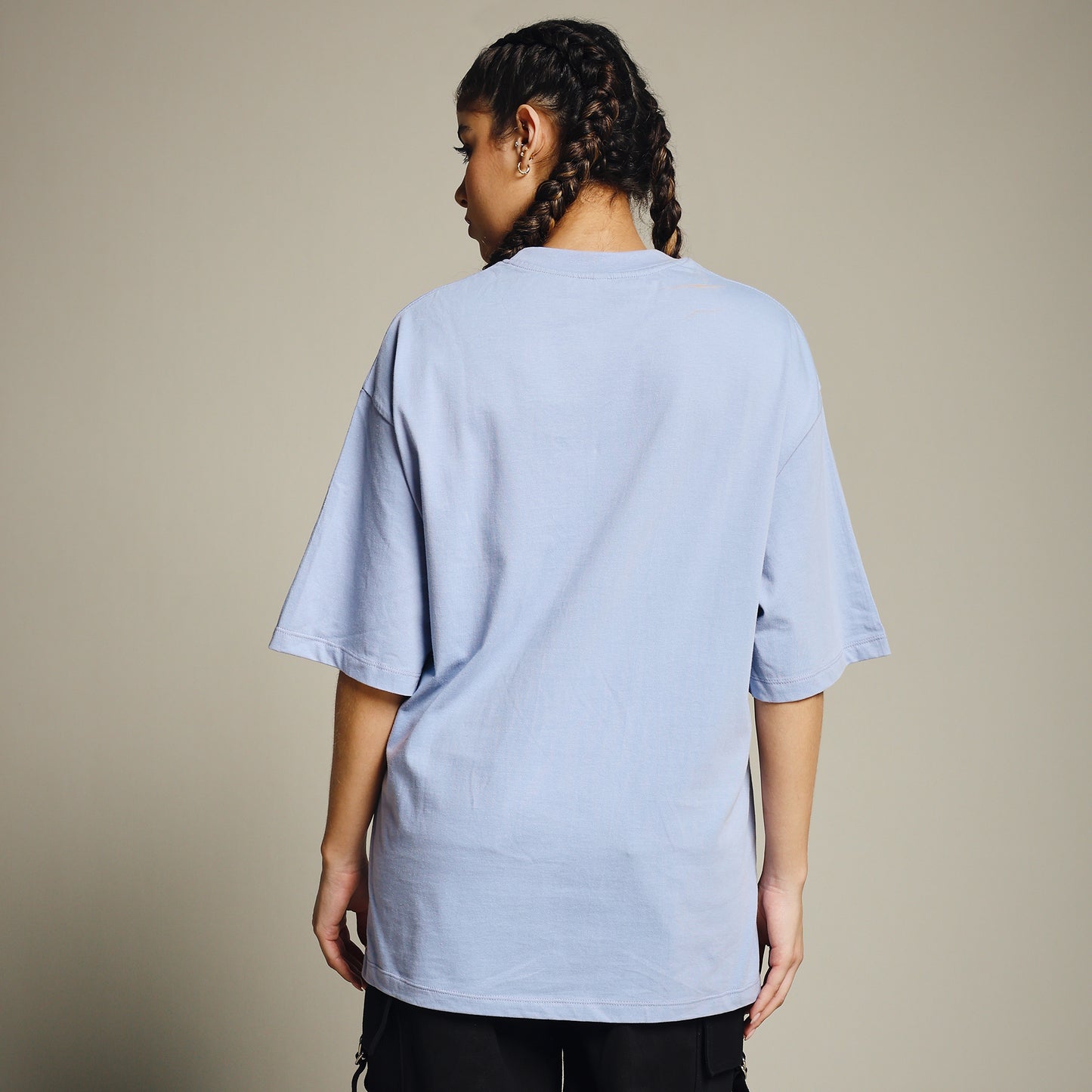 Grey Oversized Cotton T-Shirt for Women – Round Neck | Minimal & Comfy