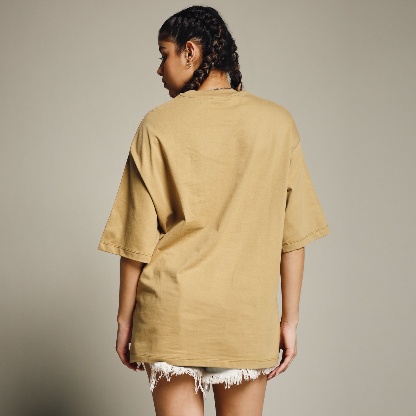 Mustard Oversized Cotton T-Shirt for Women – Round Neck | Streetwear Style