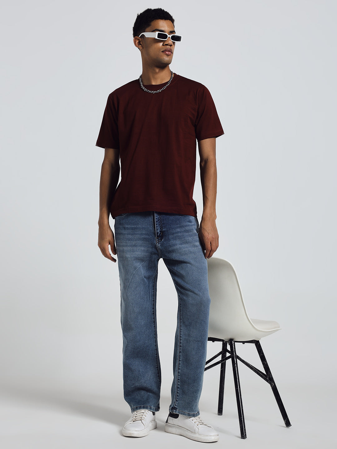 Maroon Regular Fit Cotton T-Shirt – Funny & Bold Hindi Print