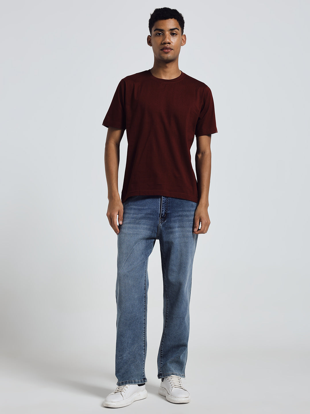 Maroon Regular Fit Cotton T-Shirt – Funny & Bold Hindi Print