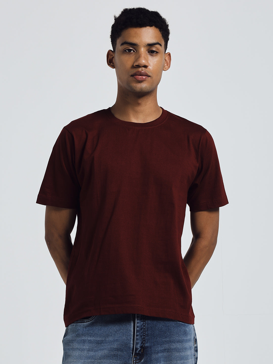 Maroon Regular Fit Cotton T-Shirt – Funny & Bold Hindi Print