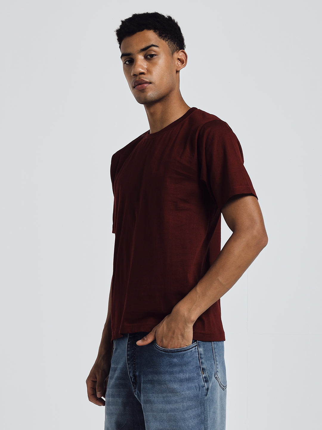 Maroon Regular Fit Cotton T-Shirt – Funny & Bold Hindi Print