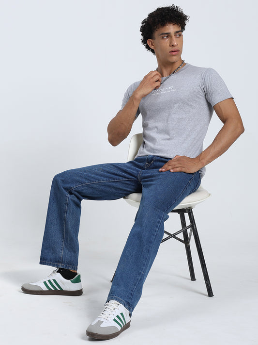 Grey Regular Fit Round Neck Cotton T-Shirt for Men & Women