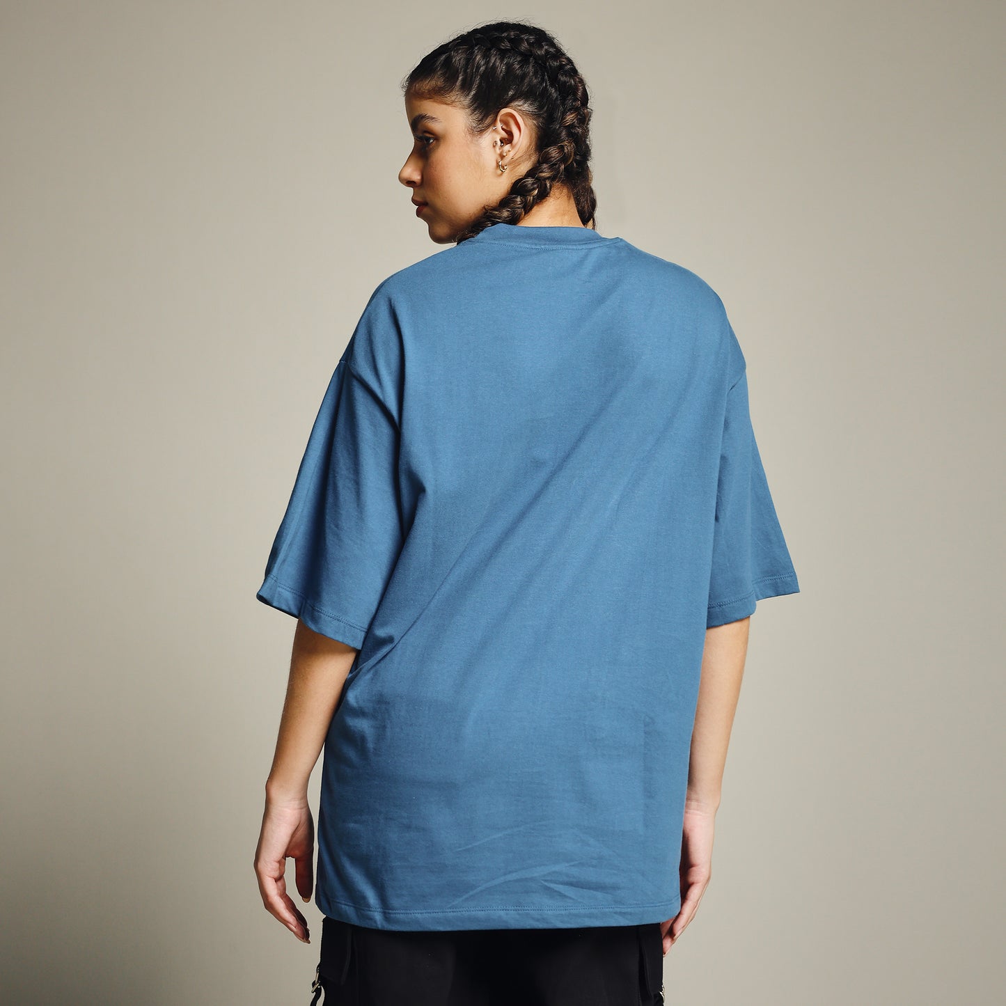 Teal Green Oversized Cotton T-Shirt for Women – Round Neck | Relaxed Fit