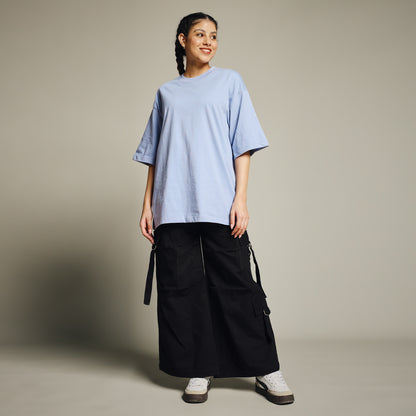 Grey Oversized Cotton T-Shirt for Women – Round Neck | Minimal & Comfy