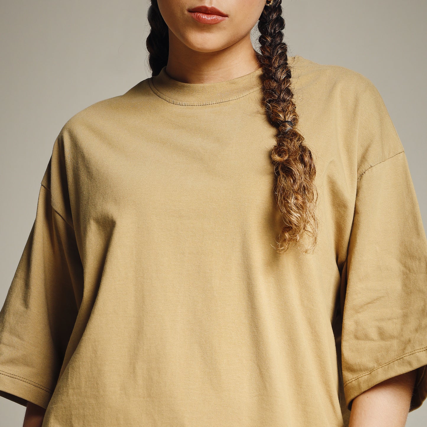 Mustard Oversized Cotton T-Shirt for Women – Round Neck | Streetwear Style