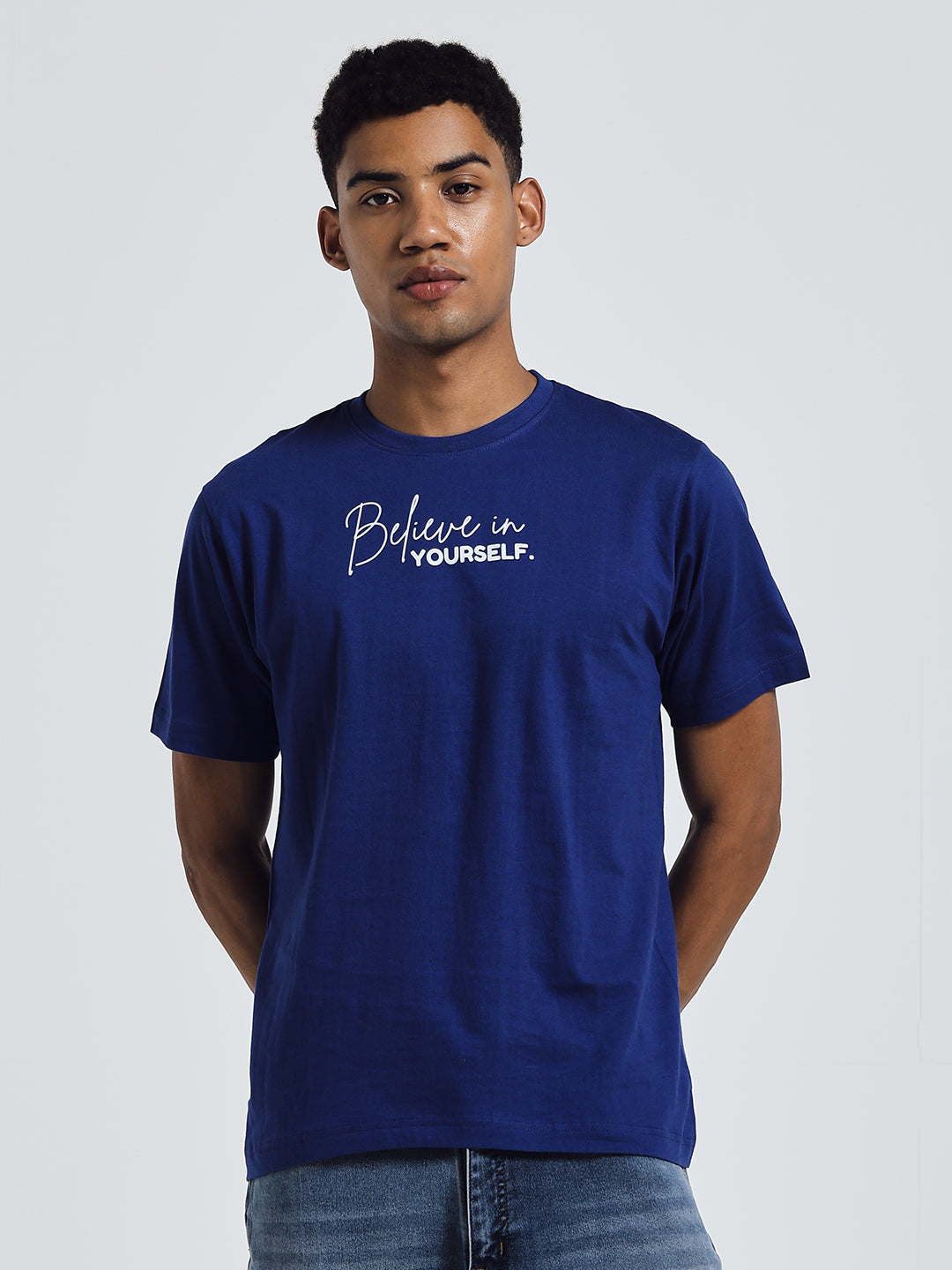 Combo Pack – Blue & Black Regular Fit Round Neck Cotton T-Shirts for Men & Women