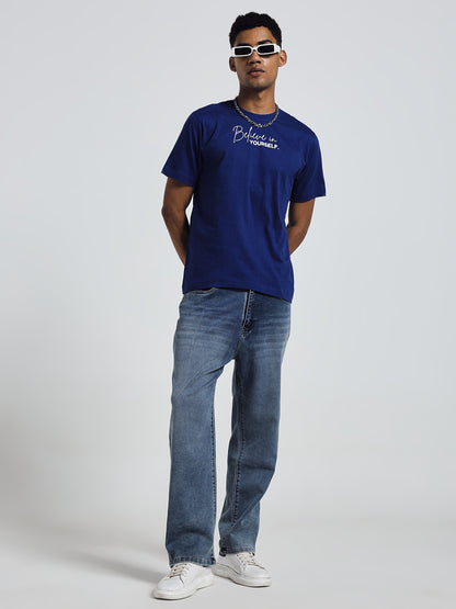 Combo Pack – Blue & Black Regular Fit Round Neck Cotton T-Shirts for Men & Women