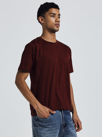 Maroon Regular Fit Cotton T-Shirt – Funny & Bold Hindi Print