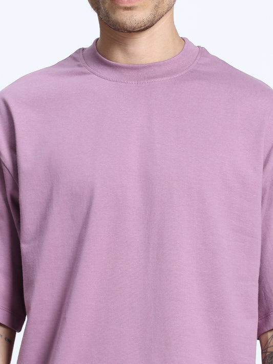 Pastel Violet Oversized Round Neck Cotton T-Shirt for Men & Women