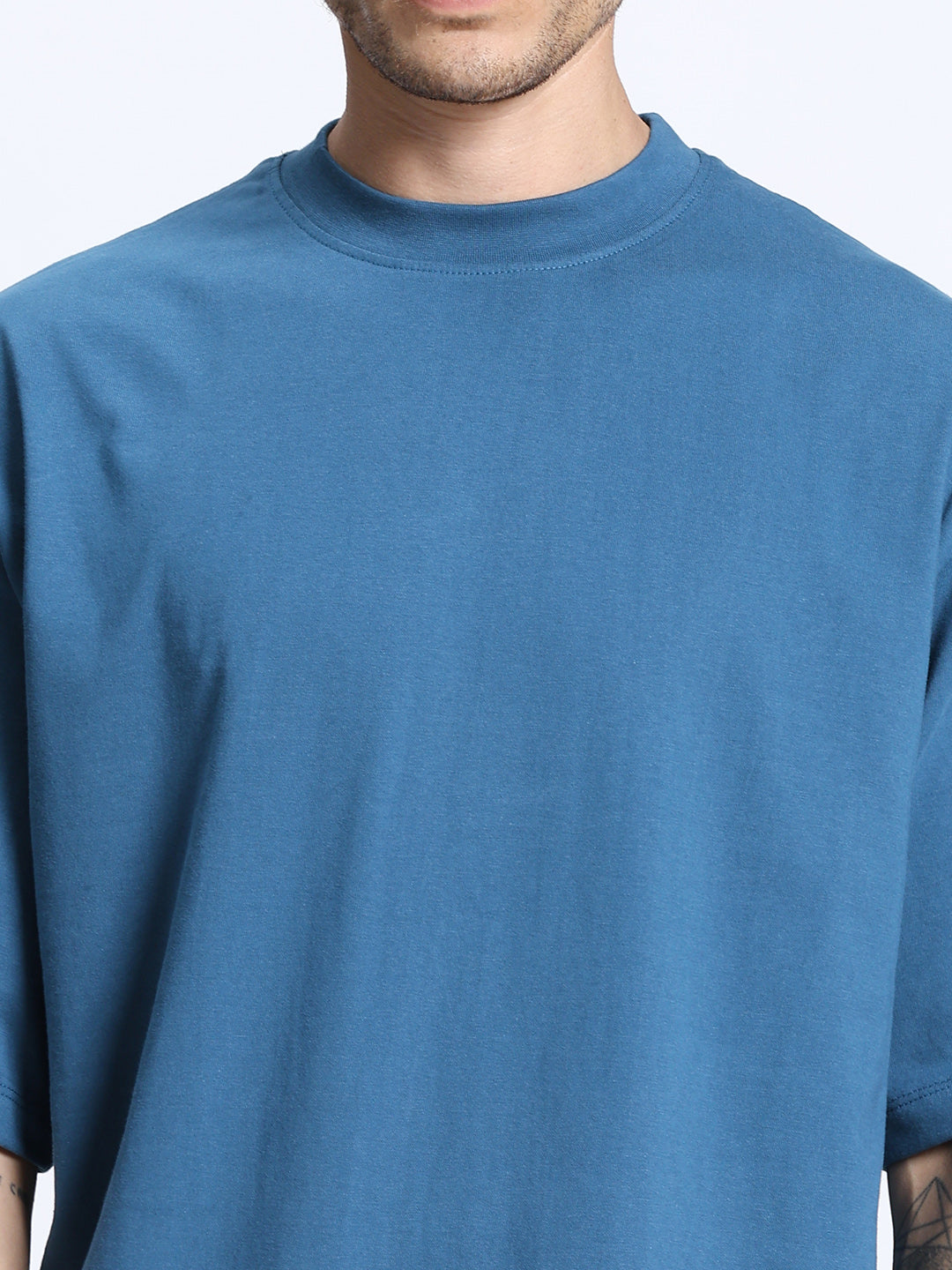 Teal Green Oversized Round Neck Cotton T-Shirt for Men & Women