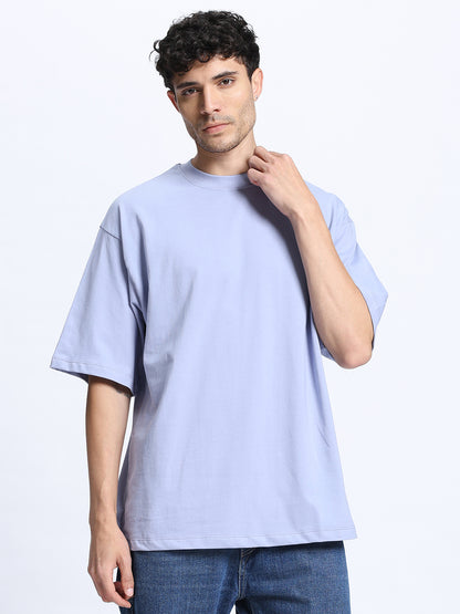 Grey Oversized Round Neck Cotton T-Shirt for Men & Women