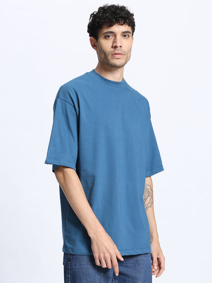 Teal Green Oversized Round Neck Cotton T-Shirt for Men & Women