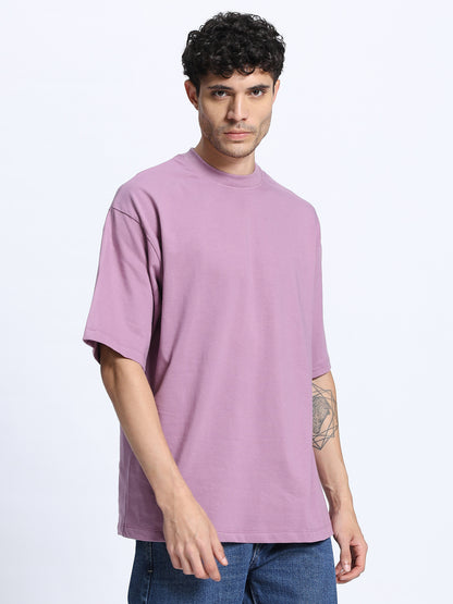 Pastel Violet Oversized Round Neck Cotton T-Shirt for Men & Women