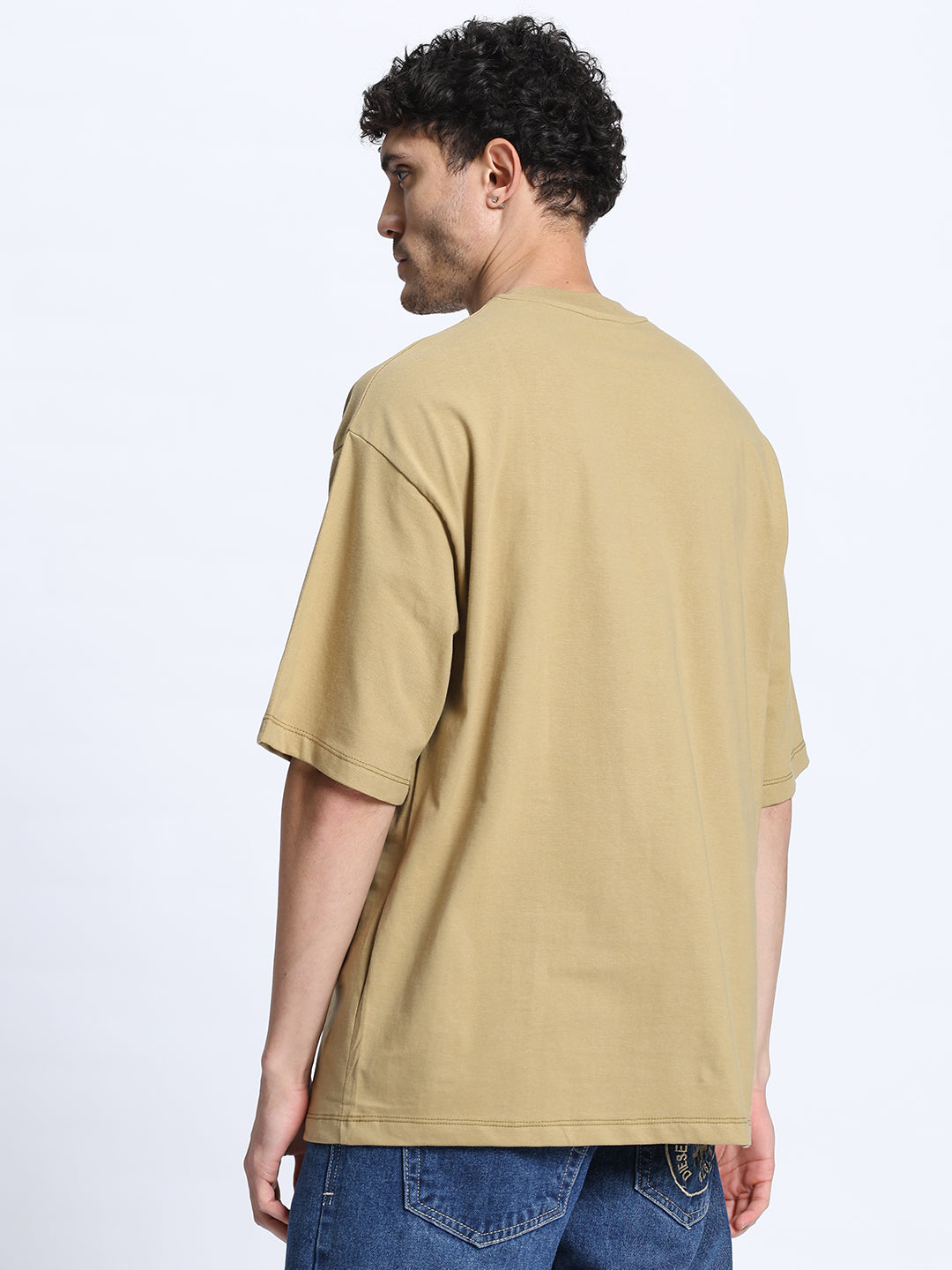 Mustard Oversized Round Neck Cotton T-Shirt for Men & Women