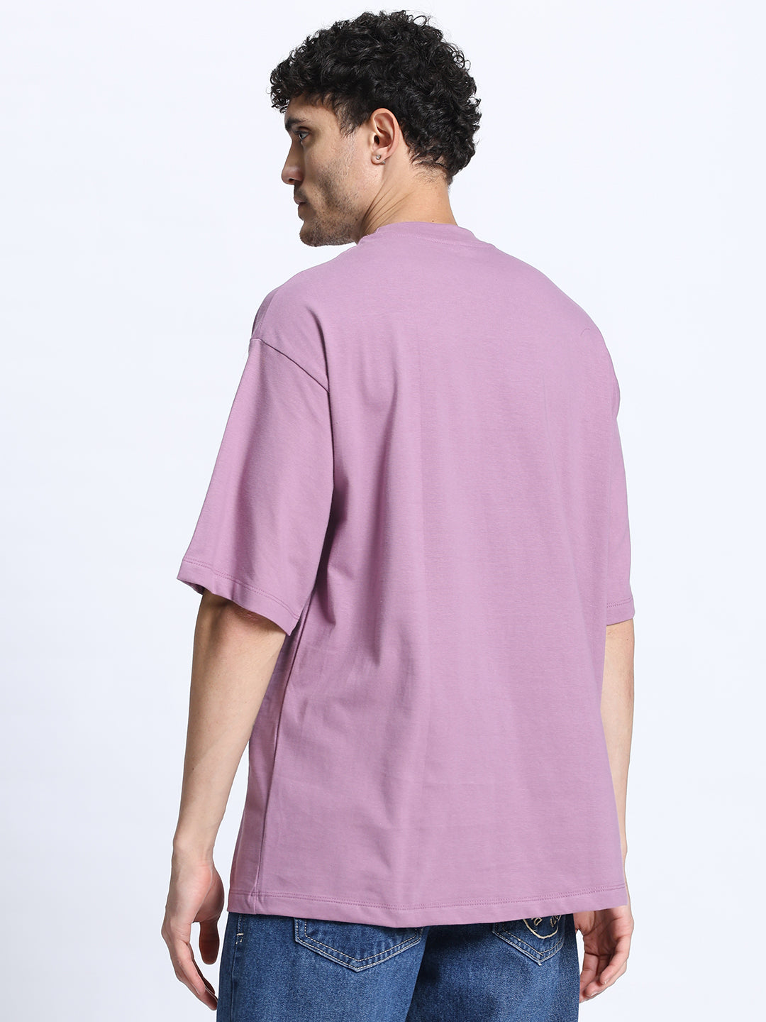 Pastel Violet Oversized Round Neck Cotton T-Shirt for Men & Women