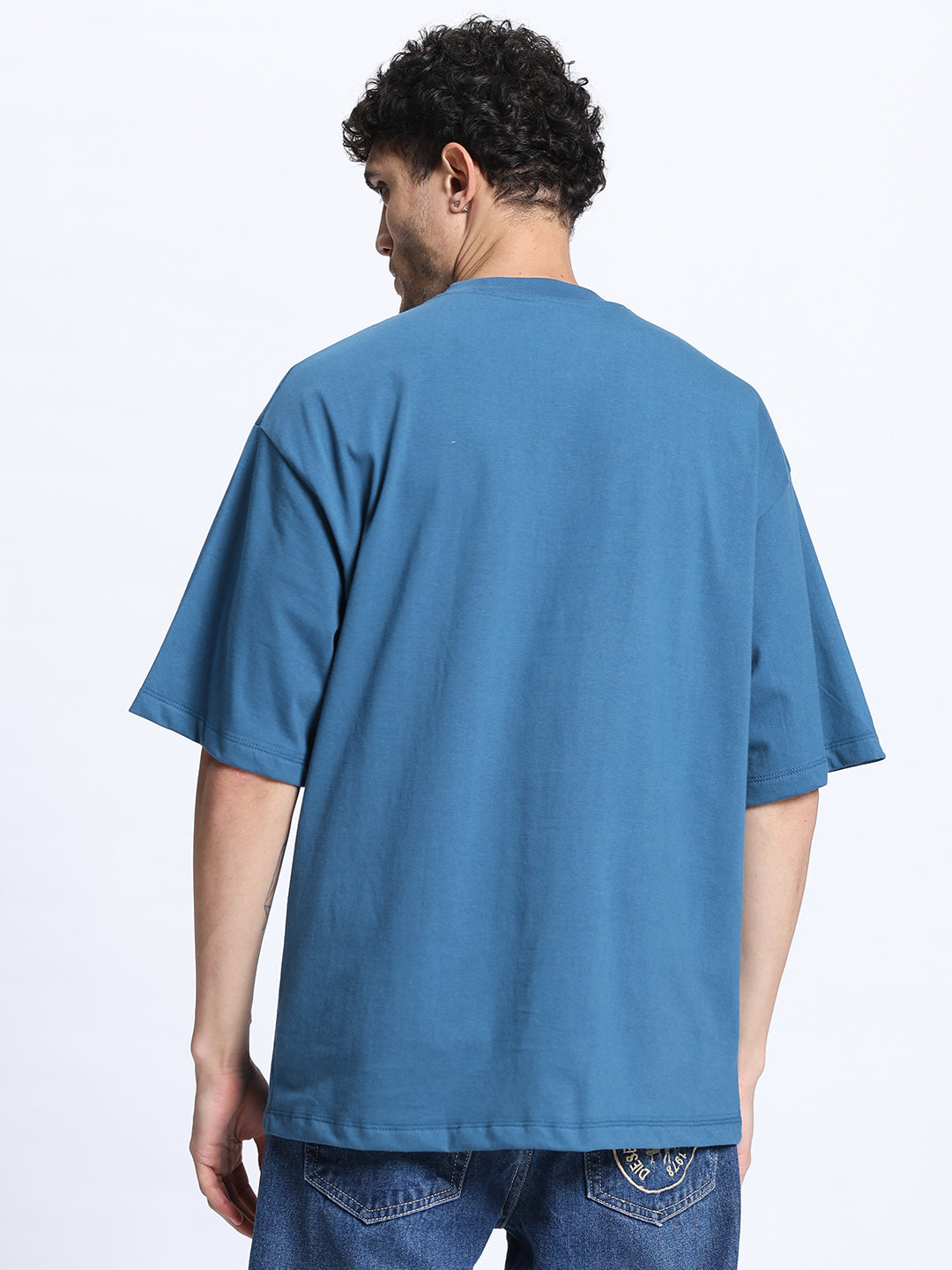 Teal Green Oversized Round Neck Cotton T-Shirt for Men & Women