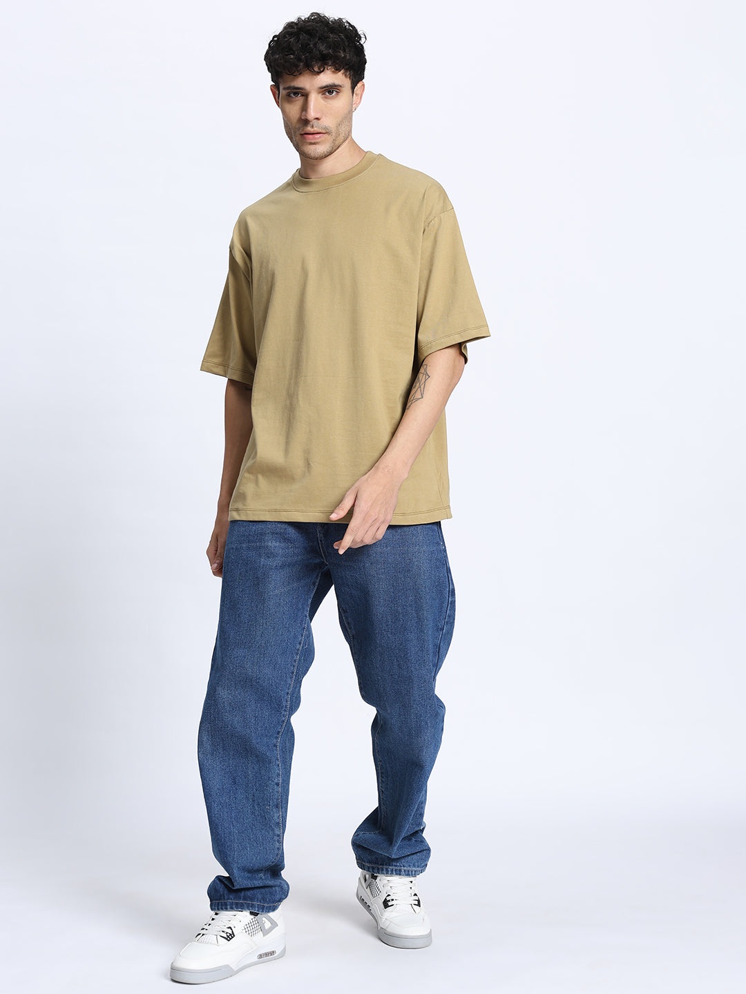 Mustard Oversized Round Neck Cotton T-Shirt for Men & Women