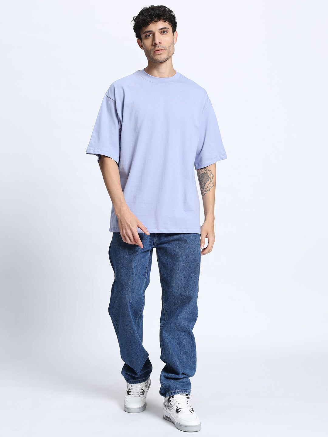 Grey Oversized Round Neck Cotton T-Shirt for Men & Women