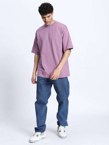 Pastel Violet Oversized Round Neck Cotton T-Shirt for Men & Women