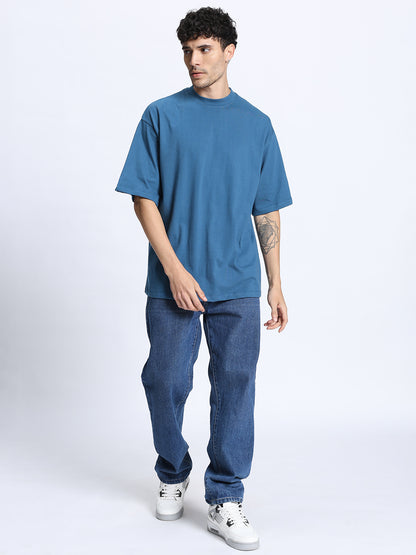 Teal Green Oversized Round Neck Cotton T-Shirt for Men & Women