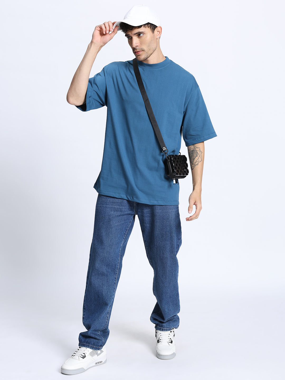 Teal Green Oversized Round Neck Cotton T-Shirt for Men & Women
