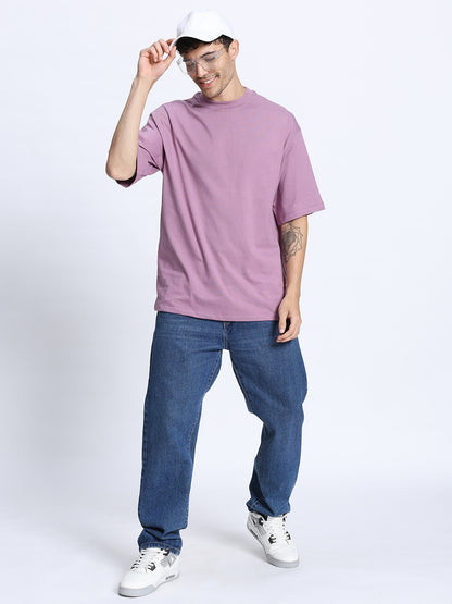 Pastel Violet Oversized Round Neck Cotton T-Shirt for Men & Women
