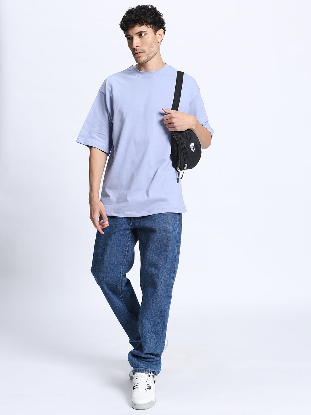 Grey Oversized Round Neck Cotton T-Shirt for Men & Women