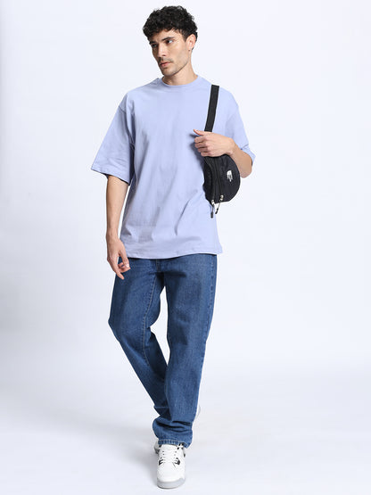 Grey Oversized Round Neck Cotton T-Shirt for Men & Women